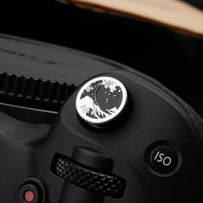 Kanagawa Wave Pattern Camera Hot Shoe Cover Shutter Button for Canon EOS R RP Ra R1 R3 R5C R5II R6II R7 R8 R10 R50 R100 (Aluminum Alloy-Shutter Decorative Button)