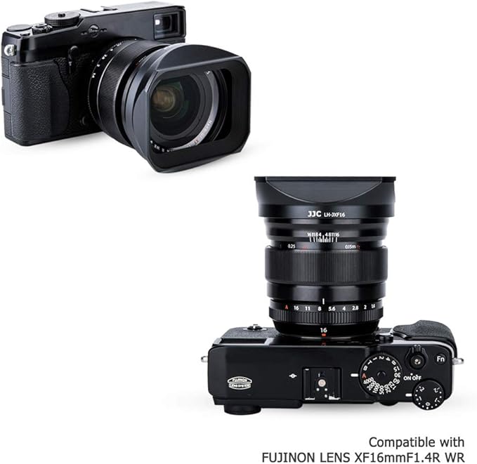 JJC Bayonet Dedicated Metal Lens Hood for Fuji Fujifilm Fujinon Lens XF 16mm F1.4 R WR, Replaces Fuji LH-XF16 Lens Hood (Standard Version with a Hood Cap)