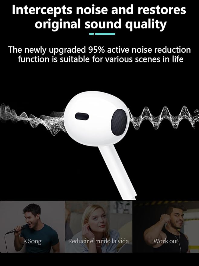 2 Packs USB C Headphones,Earphones Wired Earbuds Noise Canceling in-Ear Headset with Microphone Compatible with iPhone 17/16/15 Pro Max/Plus/iPad Pro/Samsung Galaxy/S23/S22/S21/S20/Note 10/20