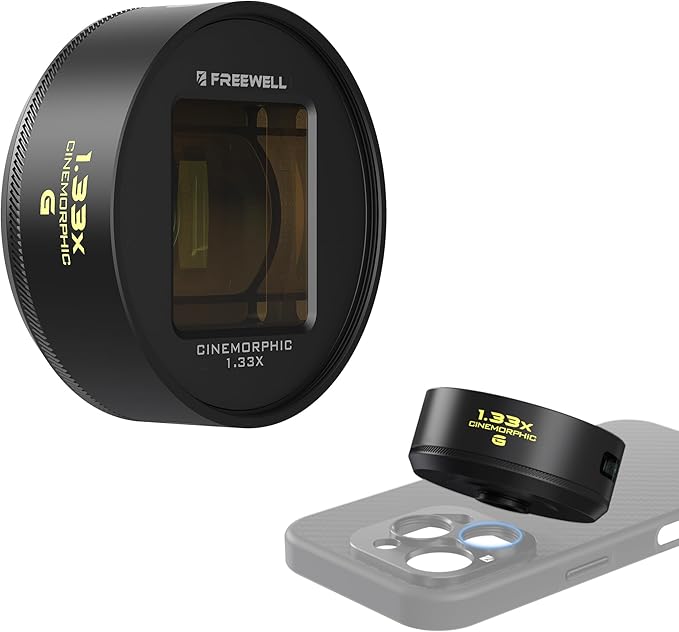 Freewell 1.33x Blue Anamorphic Lens Compatible with 17mm Mount iPhone, Samsung - Premium Smartphone Lens for Wide Cinematic Shots & Bold Blue Flares