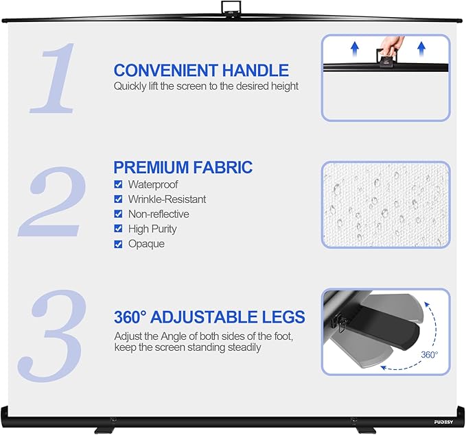 FUDESY 78.7 x 93in Large Collapsible White Backdrop Screen, Portable Retractable Pull Up Panel Wrinkle-Resistant Photo Background for Streaming, Video Conference, Photographic Studio