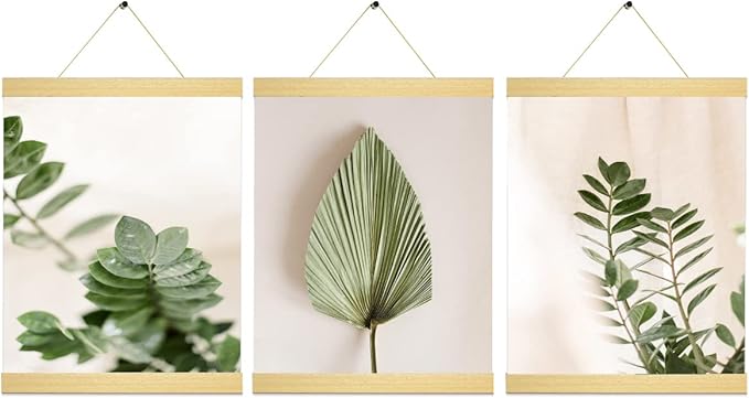 YK artwood 3 Pack Magnetic Poster Hanger Frame Natural Wooden Color 12x16 12x18 12x20 12x24 Poster Frame for Photo Picture Art Canvas Print Artwork Wall Hanging,Teak Wood 12''