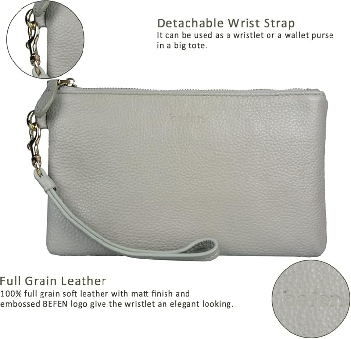 befen Genuine Leather Wristlet Clutch RFID Blocking Bag Cell Phone Wallet Purse Wristlet Wallet Purses and Handbags for Women