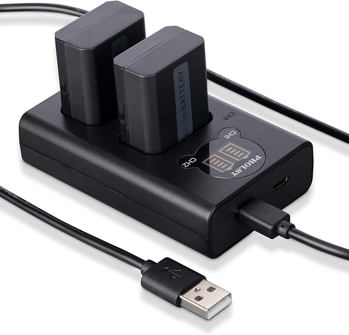 PHOLSY 2-Pack NP-FW50 Batteries NP-FW50 Battery Charger BC-TRW Compatible with Sony ZV-E10 a7SM2 a7RM2 a7M2 a6500 a6400 a6300 a6100 a6000 a5100 a5000 a3500 NEX7 NEX6 NEX5 NEX3 a55 a37 a35 RX10M4 RX10