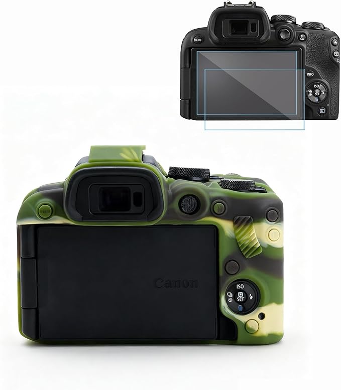 Frevyve Case for Canon EOS R10 Mirrorless Camera, Skin, Anti-Scratch, Lightweight Sleeve, Soft Silicone Rubber Protective Case Cover for Canon EOS R10 Accessories (Camouflage)