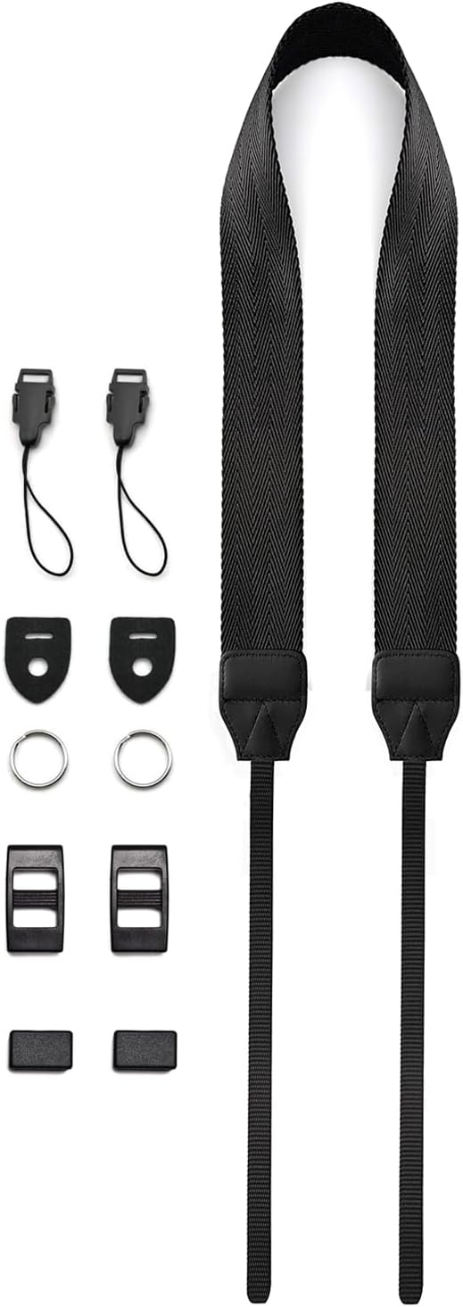 Camera Neck Shoulder Strap for Man Woman Photographers,Wide Strap for SLR DSLR Mirrorless Camera,Adjustable Nylon Digital Camera lanyard belt, Binoculars Strap with Quick Release Buckles,Black,55 inch