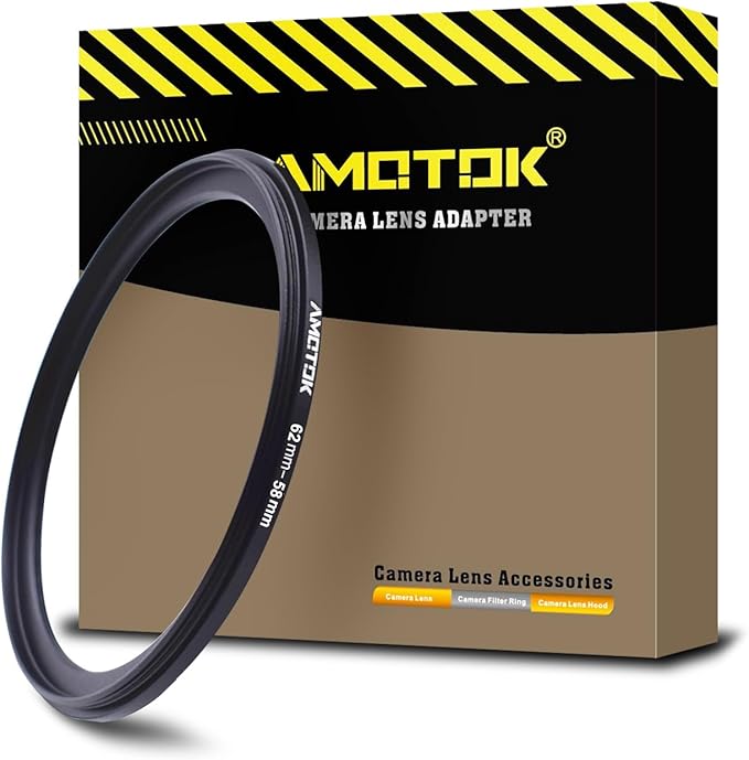 62mm Lens to 58mm Camera Lens Adapter,62mm to 58mm Filter Step up Ring Adapter Ring,Compatible All 58mm Filter Accessory