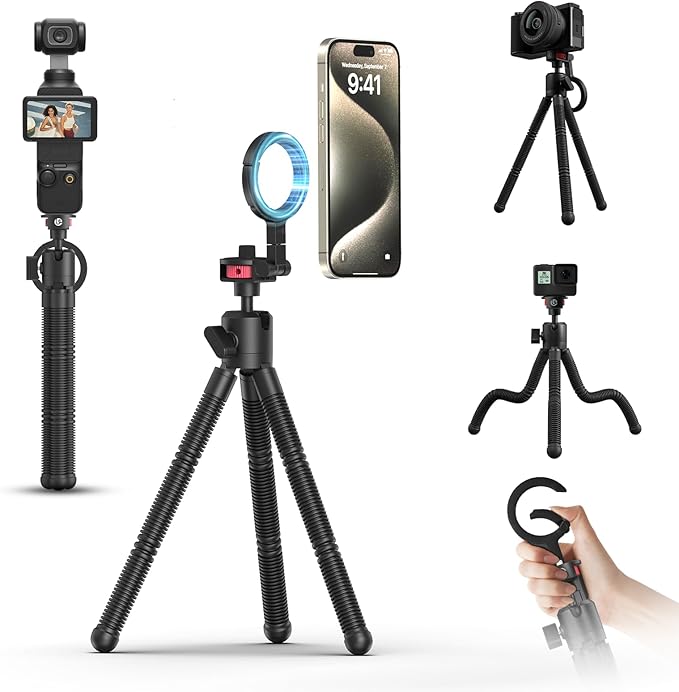 ULANZI MT30 Magnetic Flexible Tripod for iPhone 17-12 Series with 1/4" Thread, Mini Bendable Phone Holder Stand for MagSafe & Cameras, Octopus Mini Tripod Mount for Creative Shooting & Video Recording