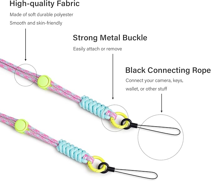 VOVMOEYA Camera Strap,Long Neck Strap for Fujifilm Mini 12/11/9/8/7+,Shoulder Strap camera strap Long Crossbody Lanyard Camera/Badge Holder/Keys/Wallet Multi-Function Lanyard(powder blue mix)