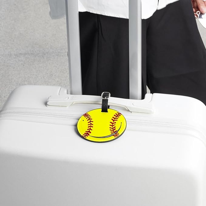2 Pieces Softball Print Luggage Tags