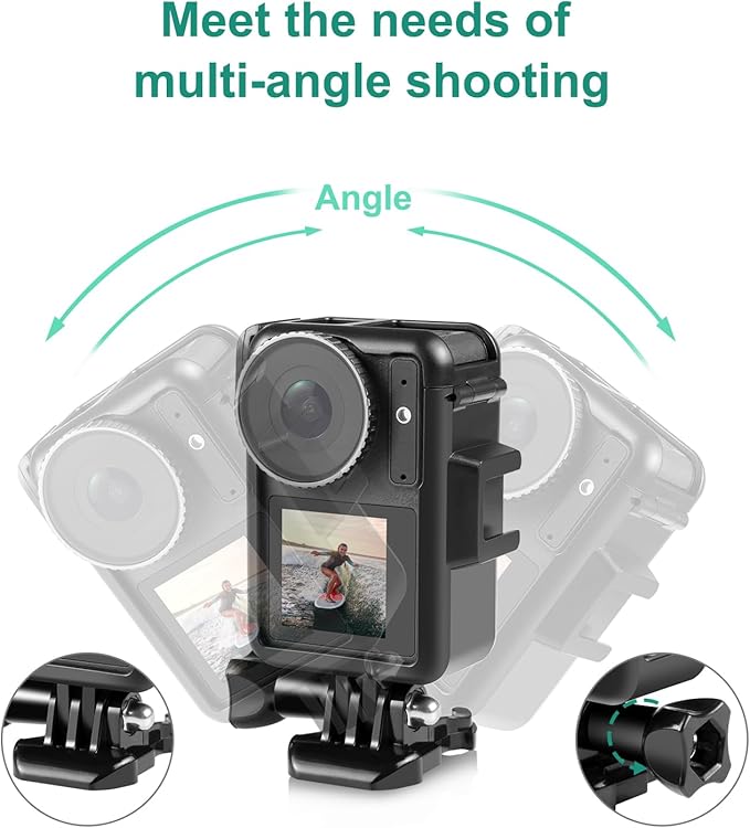 PULUZ Frame Case for DJI Osmo Action 5 Pro / 4/3, DJI Action 3 Camera Accessories, Vertical Protective Case with Movable Base and Short Screw for Video Light Microphone
