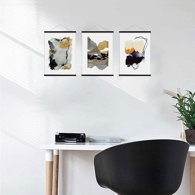 FALAMON 3 Pack Magnetic Poster Hanger Frame, 9x12 9x11 9x13 Magnet Poster Frame for Posters, Prints, Photos, Pictures, Maps, Scrolls, and Canvas Artwork (Black, 9")