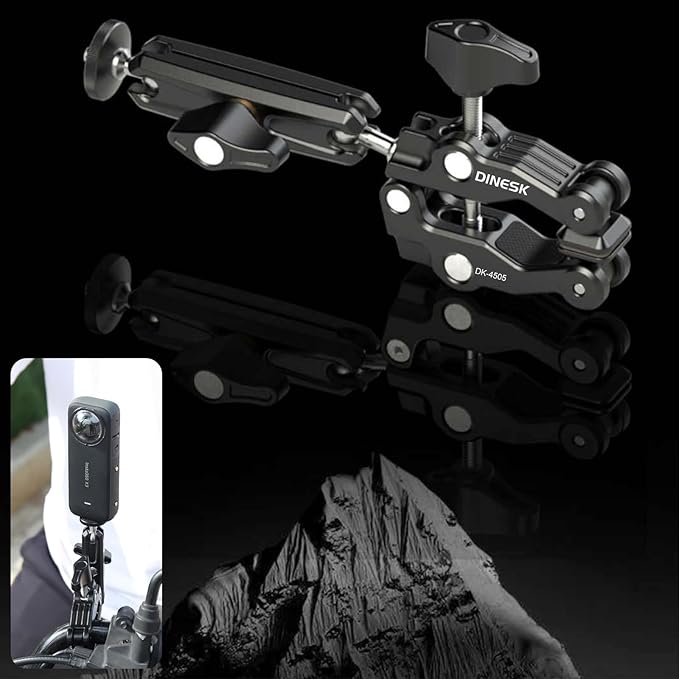Super Clamp with Dual Ball Head Magic Arm, 1/4"-20 & 3/8"-16 Threads, Phone/Action Camera Mount Adapte for Desktop Tripod Canon Nikon DSLR Camera/Gopro/LED Lights/Ronin-M/Ronin MX/Freefly MOVI