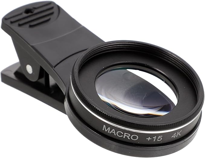 Phone Camera Magnifier : 37mm 15X Macro Lens for Phone Camera Clip-on Magnifying for Close-up Photography (Black)