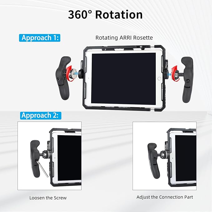 Nitze Side Handle Kit with Rosette for ARRI, 360° Adjustable Left and Right Side Handles for Smartphone/iPad/Monitor/Camera Cages - PA32A