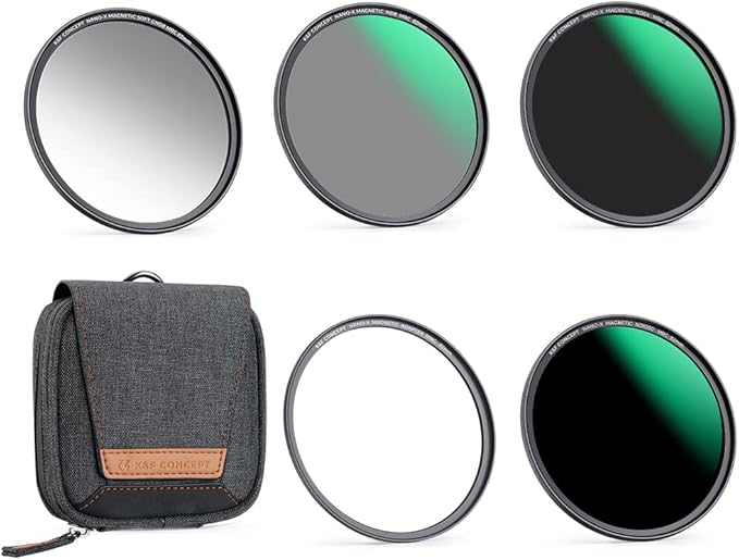 K&F CONCEPT 52mm Magnetic GND8 ND8 ND64 ND1000 Magnetic Basic Ring Camera Lens Filters Kit (5 Pack) -Optical Glass Neutral Density Filters Kit with 28 Multi-Layer Coated (Nano-X Series)