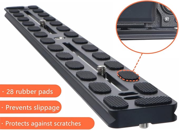 400mm Universal Long Quick Release Plate Dual Dovetail Slide Rail with D-Ring 1/4" Screw for Ball Head Tripod Mount DSLR Camera Arca Swiss Compatible