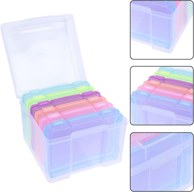 Mikinona Multifunctional Photo Classified Box Plastic Storage Case for Cards Jewelry Stickers Organizer for Photos and Small Items Portable