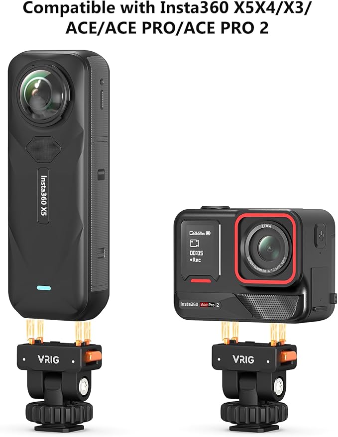 VRIG AC-44 Cold Shoe Adapter with Magnetic Quick Mount for Insta 360 Ace/Ace Pro 2, Action Camera Mount Adapter with 1/4" Thread Compatible DSLR Camera Hot Shoe, Tripod Accessories