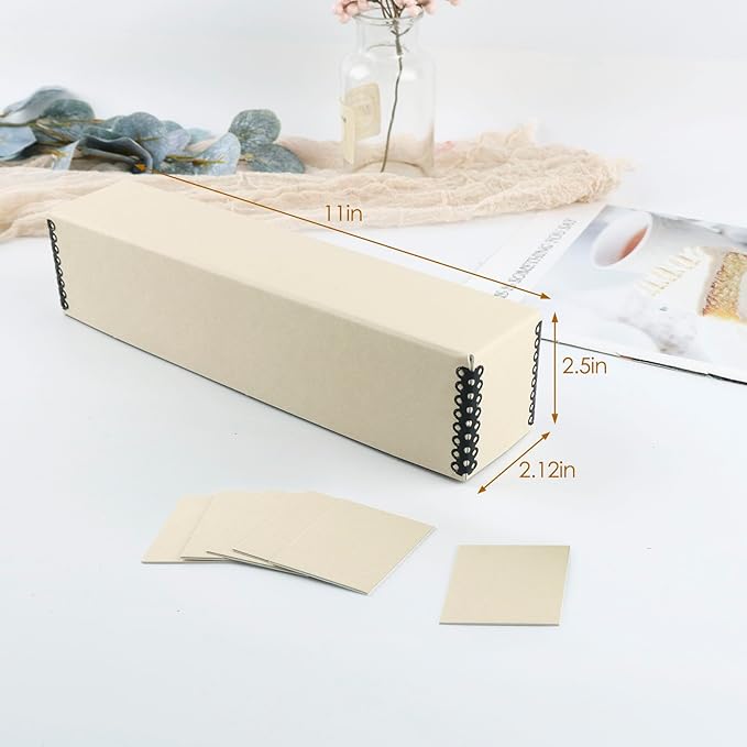 Golden State Art, Archival Slide Storage Case, Acid-Free Metal Edge File Box, Holds Up to 140 Films, Ideal for Store Photos Negatives and Cards, 2.5" x 2.125" x 11" (Tan)
