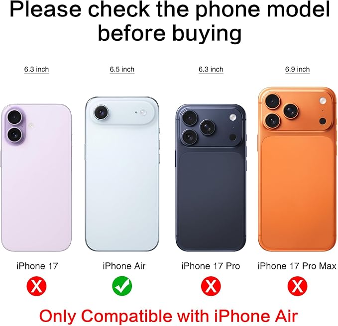 2PCS ASDAWN Back Rear Camera Lens Glass Replacement for iPhone Air 6.5 inch with Pre-Installed Adhesive, Back Lens Glass with Installation Manual + Repair Tool Set