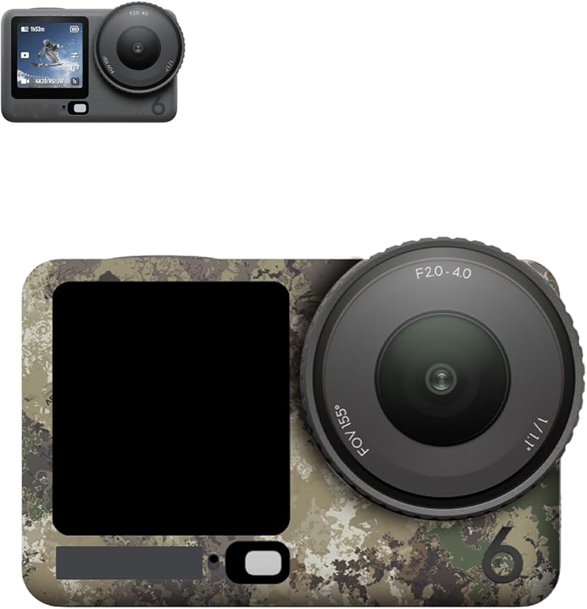 ZBAGUG for DJI Action 6 Skin Full Body Wrap, Anti-Scratch Waterproof Protective Sticker, Full Coverage Action Cam Wrap, for DJI Action 6 Accessories, Camouflage