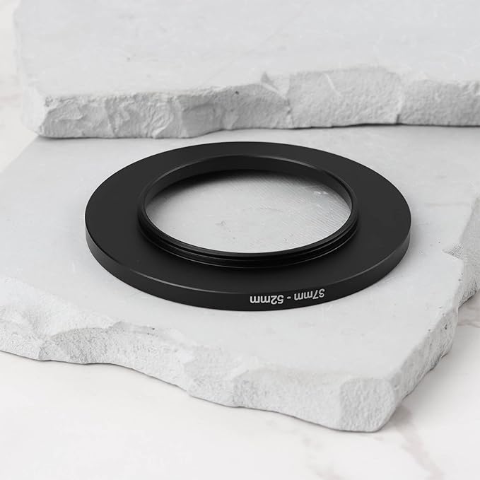 2pcs Step Up Camera Filter Adapter Ring Aluminum Alloy 37mm to 52mm Thread 0.75mm Compatible with Filter Adapter Lens Hood Lens Cap