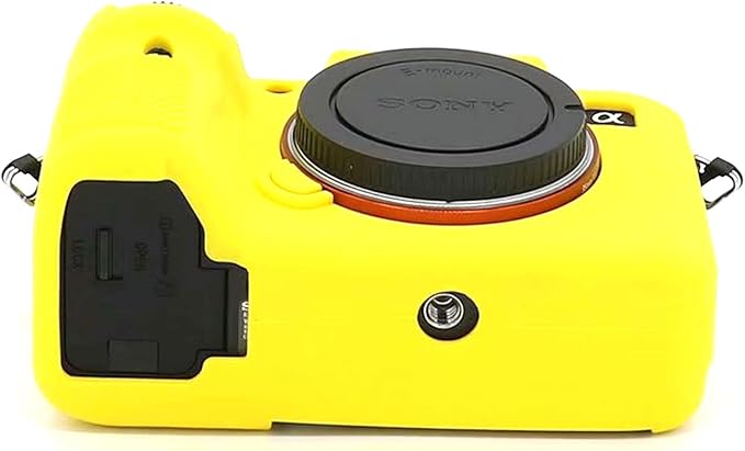 Professional Secure Soft Silicone Camera Case Bag Housing Rubber Body Skin for Sony Alpha A7iii a73 A7R3 A7Riii a7R Mark III a7 Mark III Digital SLR Camera Protective Case (Yellow)