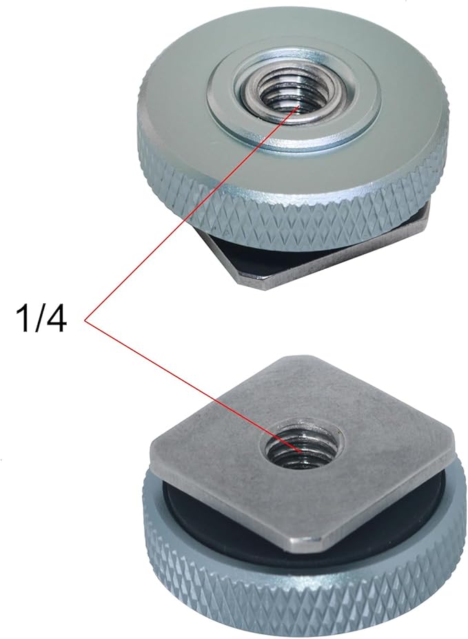Stainless Steel Hot Shoe Mount 3/8 Male to 1/4 Female Single Level Silver Gray 1/4 Male to 1/4 Male Adapter Screws Camera Flash Accessory DSLR Camera Universal For Video Light Monitor