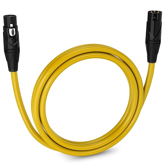 LyxPro 6 Feet XLR Microphone Cable Balanced Male to Female 3 Pin Mic Cord for Powered Speakers Audio Interface Professional Pro Audio Performance and Recording Devices - Yellow