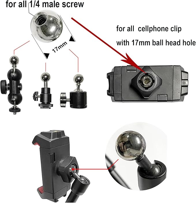 30Pack Camera Tripod Screw Mount Kit 1/4 to 3/8 Inch Threaded Converter Adapter 1/4 Swivel Ball Head and Hot Shoe E Clip for DSLR/Monopod/Flash Light/Quick Release Plate
