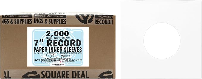 (2000) Archival Quality Acid-Free Heavyweight Paper Inner Sleeves for 7 Inch Vinyl Records #07IW