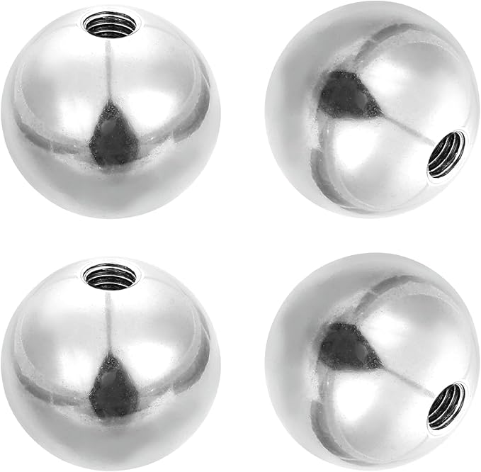 PATIKIL 4Pcs 20mm Ball Nuts Knob, M5 UNC Female Threaded Steel Swivel Ball Joint Adapter Converter for Super Clamp Camera Hot Shoe Mount Light Tripod Phone Holder, Silver