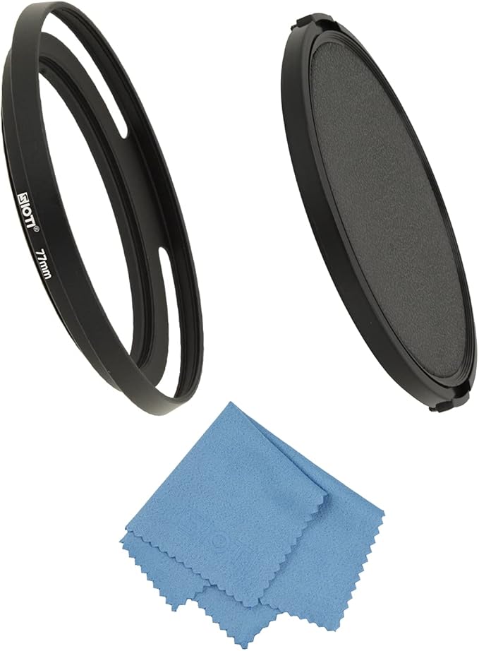 SIOTI 77mm Lens Hood, Oxidation Matte Anti Reflective Treatment, Aluminum Alloy, with 1 * 86mm Lens Cap, Compatible with Sony/Canon/Nikon/Fuji etc >24mm Camera Lens