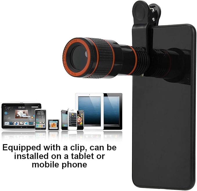Acouto Phone Camera Lens Kit Professional 12X Telephoto Lens Telescopic Focusing Universal for Mobile Phone Tablet Photography Accessories