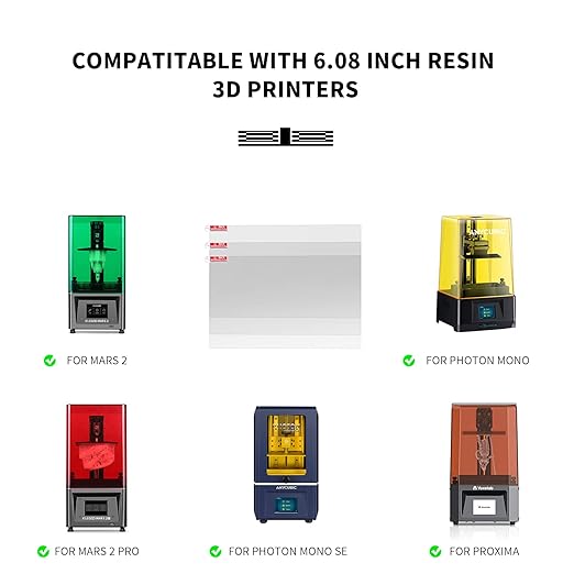 KOYOFEI 5PCS Screen Protector for LCD Resin 3D Printers, Screen Protective Film for Elegoo Mars2/2 Pro, Photon Mono/Mono SE, Voxelab Proxima 6.08 inch Monochrome LCD Resin 3D Printers