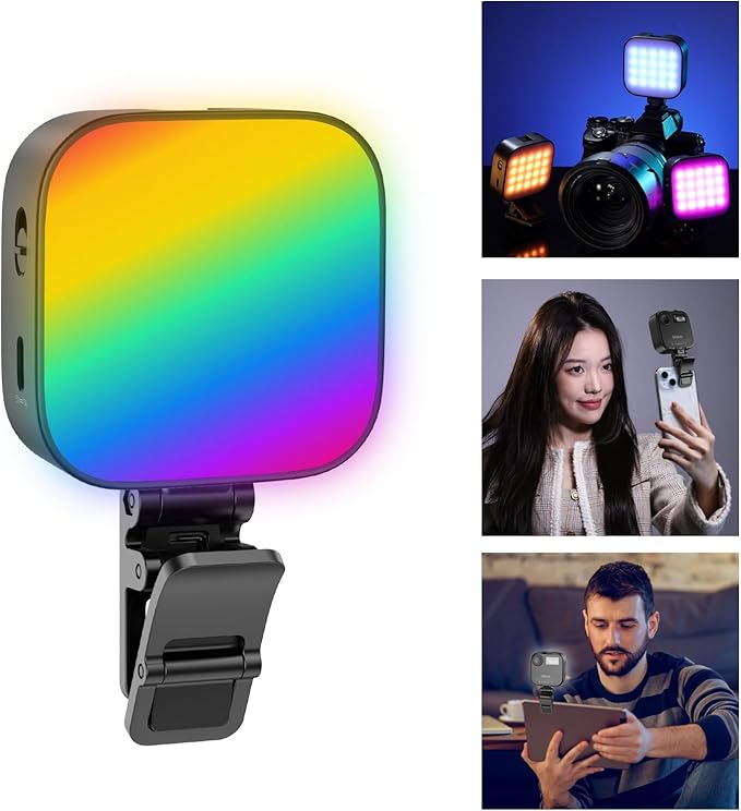 Ulanzi U60 RGB Video Light, Portable LED Camera Light with 360° Color CRI≥95 2500-9000K Dimmable Panel Lamp,2500mAh LED Panel Photography Lighting w Quick Release Cold Shoe Adapter and Clip-Black