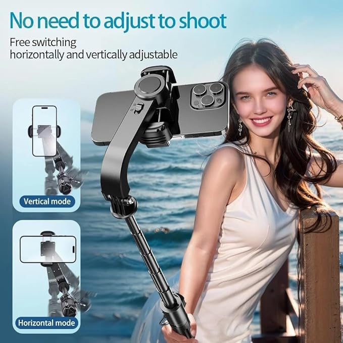 Selfie Stick Gimbal Stabilizer,Single Axis Stabilizer Tracking Selfie Stick with Tripod Suitable for 360 Degree Steering with Remote Control The Best Choice for Vlog and Live Broadcast