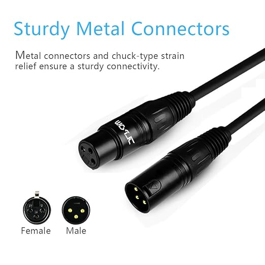 6ft DMX Cable, Gold-Plated 3 Pin Signal XLR Male to Female DMX Cable Wire, Best for DJ Stage Lighting Moving Head Lights Par Light (4 Pack)