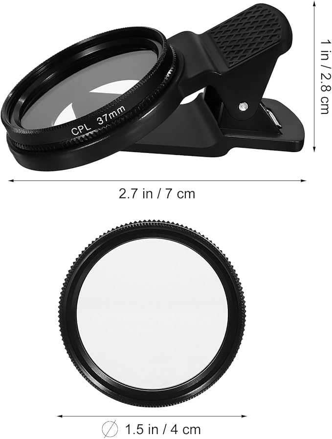 37mm CPL Filter Circular Polarizing Lens for Phone Polarizing Filter, Enhance Color Saturation, Reduce Glare, Includes CPL Lens and LensClip