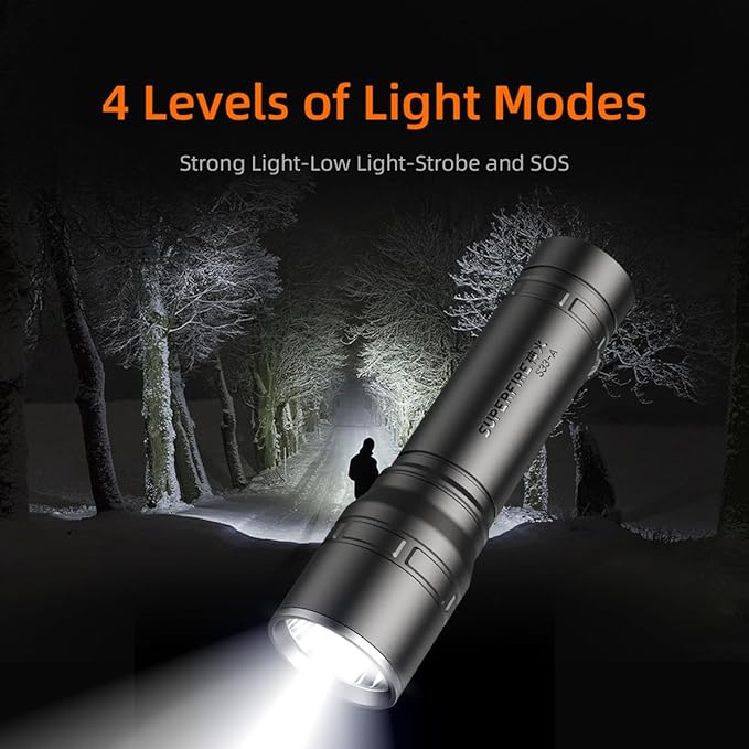 SuperFire Mini Flashlights Handheld, Small Flashlights Powerful, Super Bright Tactical Flashlight LED, Rechargeable Flash Light with 4 Lighting Modes，High Lumens for Home, Emergency, Camping(S3-A)
