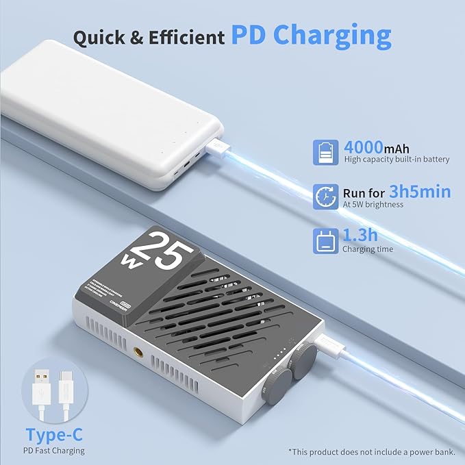 ZHIYUN CINEPEER CM25 25W LED Video Light, Pocket-Sized Mini Portable Gifts for Photographyers Light on Camera, Dimmable 2700K-6200K•CRI≥96•TLCI≥97,Built-in 2 * 2000mAh Rechargeable Batteries
