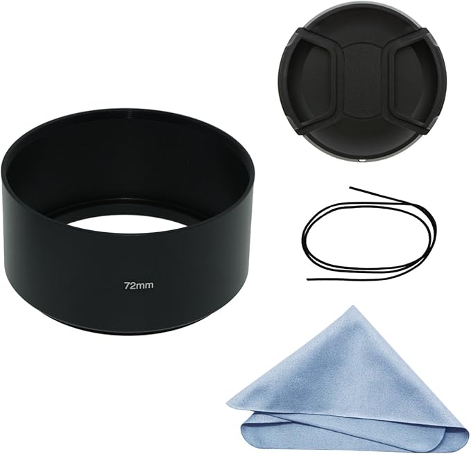 SIOTI 72mm Lens Hood, Oxidation Matte Anti Reflective Treatment, Aluminum Alloy, with 1 * 77mm Lens Cap, Compatible with Sony/Canon/Nikon/Fuji etc >85mm Camera Lens
