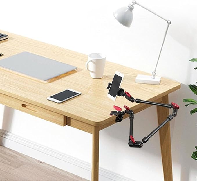 31in Adjustable Articulating Magic Arm 1/4 and 3/8 Screws, Flexible 360° Rotation Universal Camera Mount for LED Light/Monitors/Microphone Video Rig/Smartphones