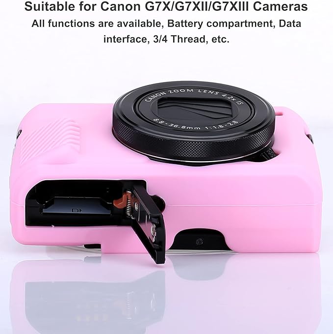 Pocoukate Camera Body Case for Canon G7X /G7X Mark II/Mark III Silicone Case Cover with Optical 9H Hardness 0.3mm Ultra-Thin DSLR Camera Screen Protector