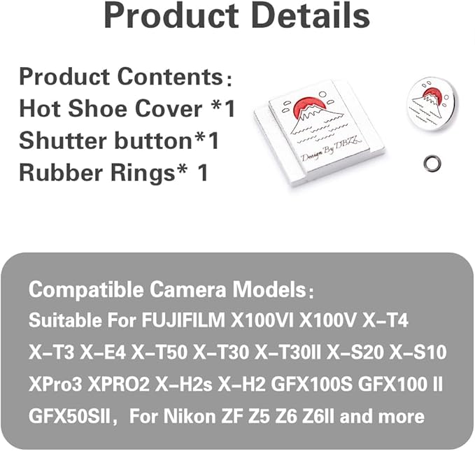 Hot Shoe Shutter Button Set, Soft Release Button,Suitable for FUJIFILM XT5 XT4 XT3 XT30 XT20 X100V X100F XT100 X-E3 X-PRO2 X-PRO3 (Mountains and sea)
