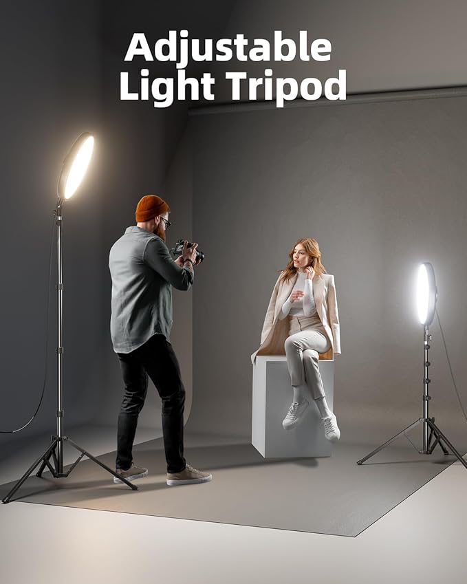 Weilisi Large Ring Light with Stand, 72“ Tripod with Ring Light, 6500K Full-Screen Ringlight Tripod for iPhone with Phone Holder, Selfie Light for Makeup, Barber, Video Recording, Photography