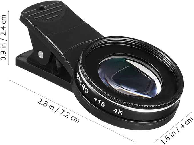 37Mm Clip-on Macro Lens for Smartphones 15X Zoom Mobile Phone Lens with Multi-Coated Optics for Clear Close-up Photography Compatible with iPhone 15 Pro Max and Other Phones