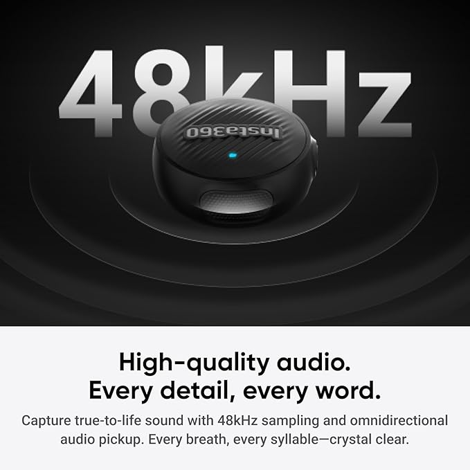 Insta360 Mic Air Transmitter, 7.9g Ultralight, Wireless Microphone, Noise Cancelling, Vlog, Streaming, Compatible X5/X4/X4 Air/Ace Pro 2/GO Ultra