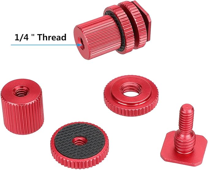 CAMVATE Camera Hot Shoe Mount to 1/4"-20 Female Thread Screw Adapter for DSLR Camera Rig (Red,2 Pieses)-3064